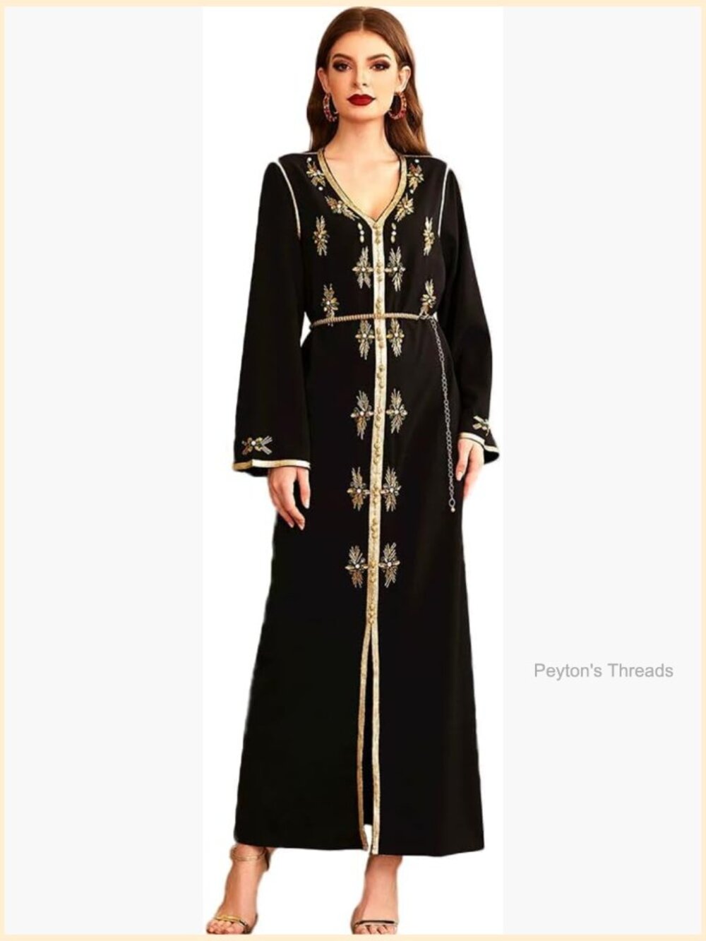 Beaded Handmade Abaya Maxi Dress Kaftan Wedding Party Ramadan